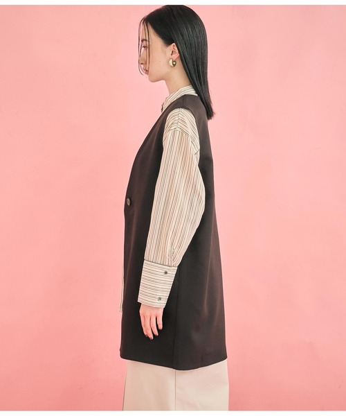 Settimissimo（セッティミッシモ）の「ダブルクロス ロング ジレ（ベスト・レディース・ブラック/ベージュ・FREE）」の20枚目の写真