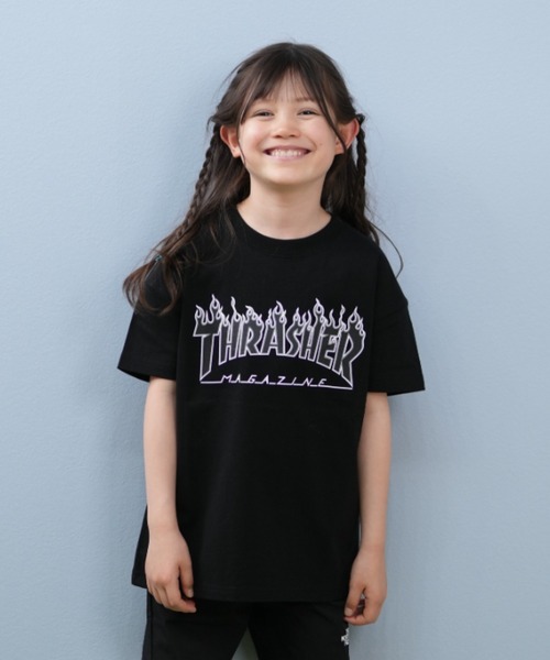 THRASHER（スラッシャー）の「THRASHER/スラッシャー FRAME LOGO S/S T キッズ Tシャツ 25S401-42（Tシャツ/カットソー・キッズ・ブラック/ホワイト・130cm/140cm/150cm/160cm）」の2枚目の写真