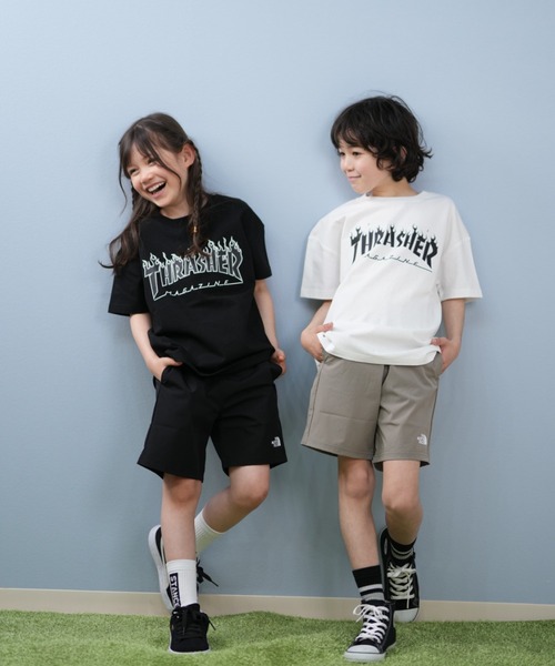 THRASHER（スラッシャー）の「THRASHER/スラッシャー FRAME LOGO S/S T キッズ Tシャツ 25S401-42（Tシャツ/カットソー・キッズ・ブラック/ホワイト・130cm/140cm/150cm/160cm）」の4枚目の写真