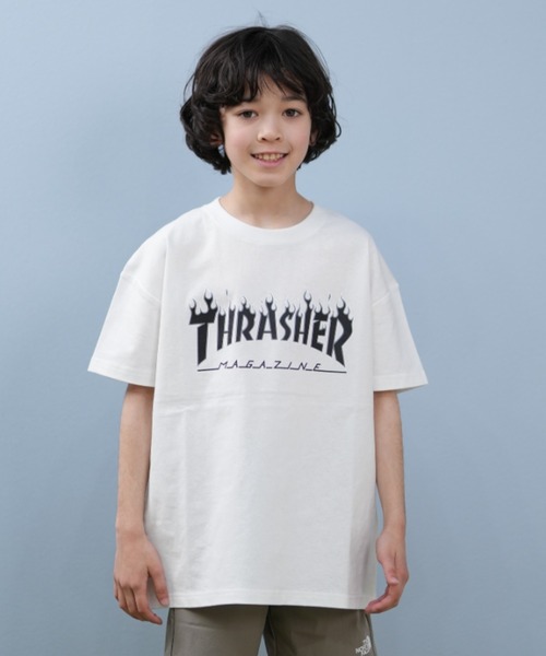 THRASHER（スラッシャー）の「THRASHER/スラッシャー FRAME LOGO S/S T キッズ Tシャツ 25S401-42（Tシャツ/カットソー・キッズ・ブラック/ホワイト・130cm/140cm/150cm/160cm）」の6枚目の写真