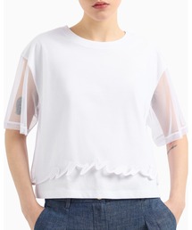 ARMANI EXCHANGE | 【A|X アルマーニ エクスチェンジ】シグネチャーロゴ メッシュレイヤード 半袖クルーネックTシャツ/CROPPED（EC限定カラー含）(Tシャツ/カットソー)