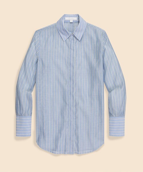 BROOKS BROTHERS(ブルックスブラザーズ)の「コットン/シルク リラックスフィット ストライプシャツ(シャツ/ブラウス・レディース・ライトブルー・SMALL/LARGE/MEDIUM/X-SMALL)」の5枚目の写真