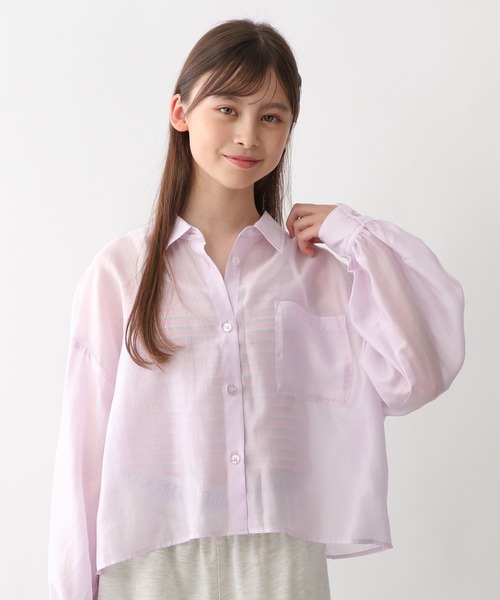 GLOBAL WORK(グローバルワーク)の「イージーケアシアーシャツ長袖/324591(シャツ/ブラウス・キッズ・オフホワイト/サックスブルー/ピンク/イエロー・130cm/140cm/150cm/160cm)」の6枚目の写真