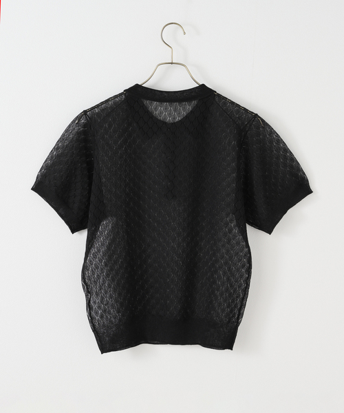 【新品未使用タグ付き】スピックアンドスパン　プロヴォーク　シアーニットポロ セール】PROVOKE/プロヴォーク Sheer knit POLO S（ポロシャツ