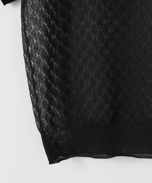 【新品未使用タグ付き】スピックアンドスパン　プロヴォーク　シアーニットポロ セール】PROVOKE/プロヴォーク Sheer knit POLO S（ポロシャツ