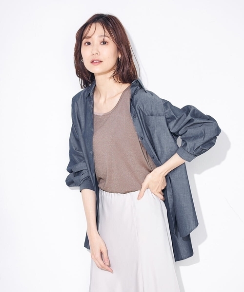 a.v.v（アーヴェヴェ）の「【前後2WAY】ラメタンクトップ（タンクトップ・レディース・グレー/モカ/グレー系その他・40/38/42/36/34）」の4枚目の写真