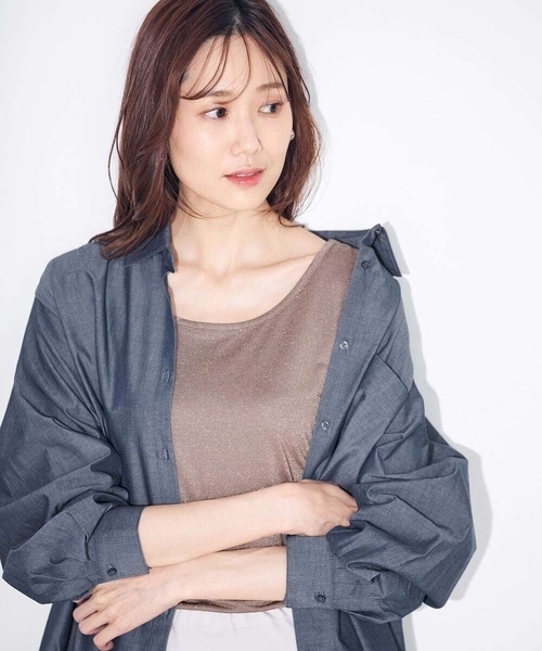 a.v.v（アーヴェヴェ）の「【前後2WAY】ラメタンクトップ（タンクトップ・レディース・グレー/モカ/グレー系その他・40/38/42/36/34）」の5枚目の写真