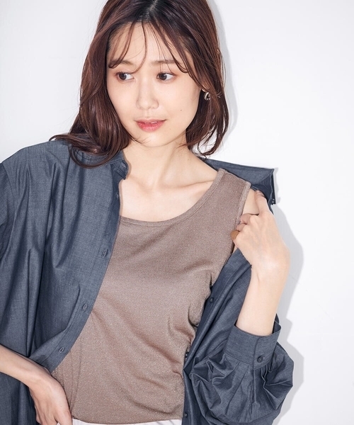 a.v.v（アーヴェヴェ）の「【前後2WAY】ラメタンクトップ（タンクトップ・レディース・グレー/モカ/グレー系その他・40/38/42/36/34）」の6枚目の写真