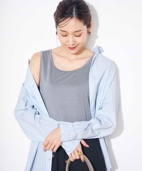 a.v.v（アーヴェヴェ）の「【前後2WAY】ラメタンクトップ（タンクトップ・レディース・グレー/モカ/グレー系その他・40/38/42/36/34）」の14枚目の写真