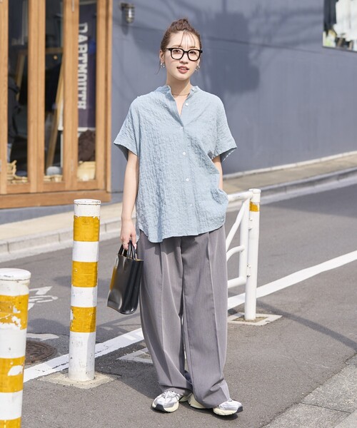 FREAK'S STORE(フリークスストア)の「限定展開 ナチュラル ポコポコ フレンチスリーブ ブラウス(シャツ/ブラウス・レディース・ブルー/オフホワイト/ブラック/ラベンダー/ライトグレー・フリ-)」の8枚目の写真