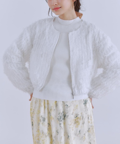 COHINA(コヒナ)の「フェザーチュールシアーブルゾン 【低身長・小柄女性】(ブルゾン・レディース・ブラック/ホワイト/ベージュ・ONE SIZE)」の2枚目の写真