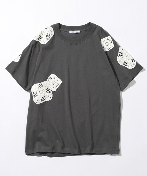 Firsthand（ファーストハンド）の「Firsthand/ファーストハンド オーガニックコットン レースアップリケTシャツ（Tシャツ/カットソー・レディース・チャコールグレー/ホワイト/ネイビー・FREE）」の19枚目の写真
