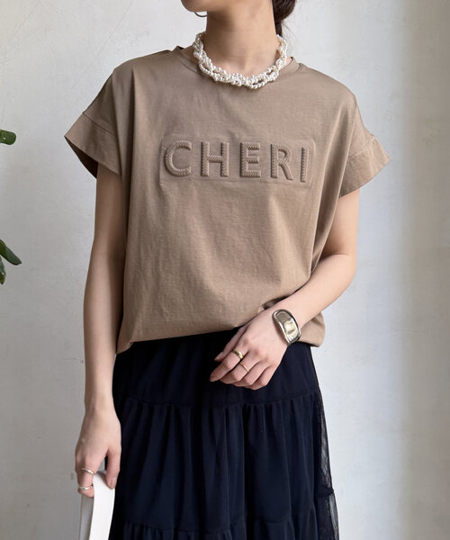 GIVENCHY ロゴ エンボス コットン Tシャツ 人気 WEB限定】CHERIエンボスロゴTEE（Tシャツ/カットソー）｜DouDou