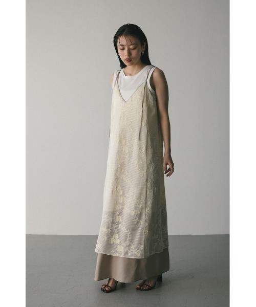 STYLEMIXER(スタイルミキサー)の「ラティスレースキャミワンピース(ワンピース・レディース・アイボリー/ブラウン・SMALL/MEDIUM)」の6枚目の写真