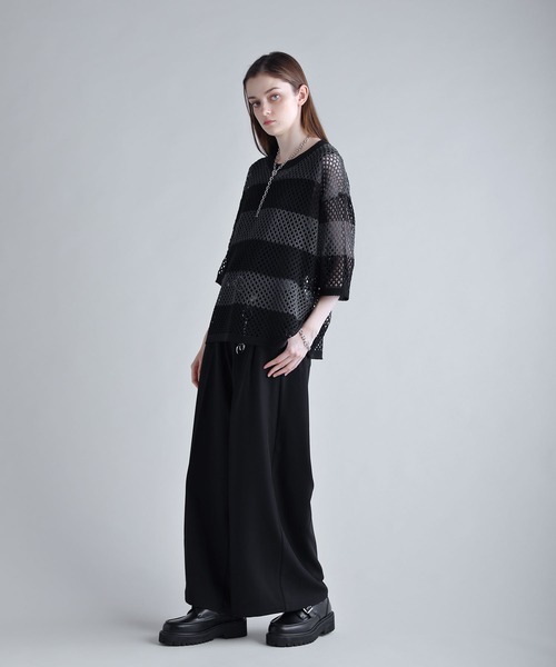SOCCE（ソーシー）の「メッシュボーダーニット（ニット/セーター・メンズ・グレー系/ホワイト系/グレー系2・S/M/L/XL）」の7枚目の写真