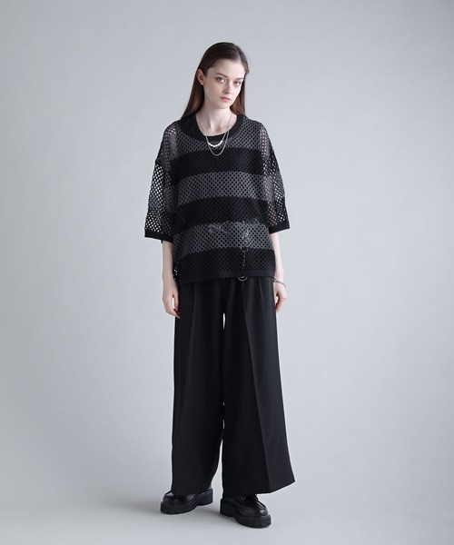 SOCCE（ソーシー）の「メッシュボーダーニット（ニット/セーター・メンズ・グレー系/ホワイト系/グレー系2・S/M/L/XL）」の8枚目の写真
