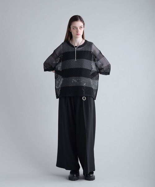 SOCCE（ソーシー）の「メッシュボーダーニット（ニット/セーター・メンズ・グレー系/ホワイト系/グレー系2・S/M/L/XL）」の9枚目の写真