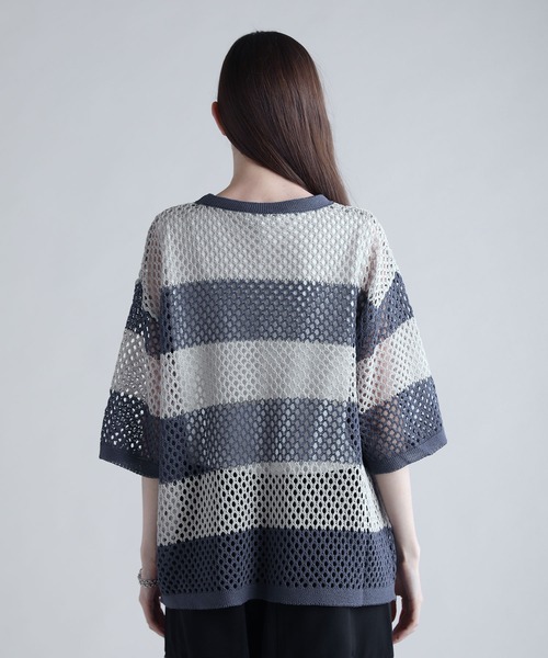 SOCCE（ソーシー）の「メッシュボーダーニット（ニット/セーター・メンズ・グレー系/ホワイト系/グレー系2・S/M/L/XL）」の16枚目の写真