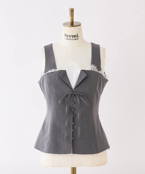 Seemi. byNICECLAUP（ シーミーバイナイスクラップ）の「【Seemi.】セットで着られる/レースアップベスト（ベスト・レディース・杢グレー/ネイビー・FREE）」の22枚目の写真