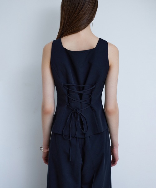 Seemi. byNICECLAUP（ シーミーバイナイスクラップ）の「【Seemi.】セットで着られる/レースアップベスト（ベスト・レディース・杢グレー/ネイビー・FREE）」の17枚目の写真