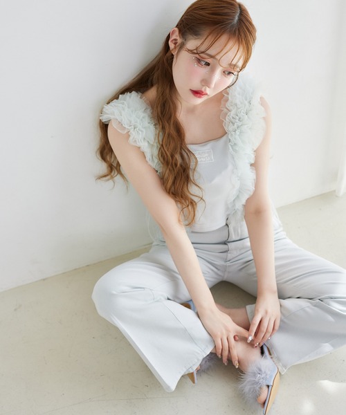one after another NICE CLAUP(ワンアフターアナザーナイスクラップ)の「【moon light marine collection】チュールフリルキャミソール(キャミソール・レディース・サックスブルー/ミント/ラベンダー・FREE)」の19枚目の写真