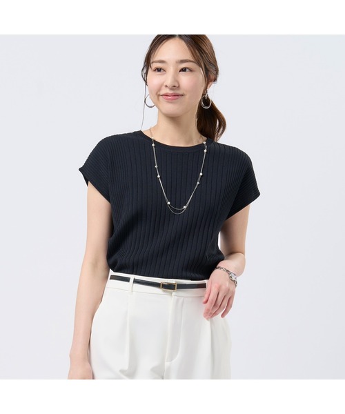 TOKYO SHIRTS（トウキョウシャツ）の「レディースニット リブフレンチ プルオーバー（ニット/セーター・レディース・ネイビー/ブラック・M/L/LL）」の2枚目の写真