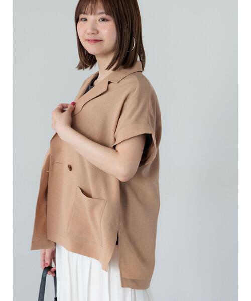 Lugnoncure(ルノンキュール)の「麻調フレンチスリーブジャケット《2025summer catalog item》(ノーカラージャケット・レディース・ベージュ/オレンジ/ブラック・F)」の7枚目の写真