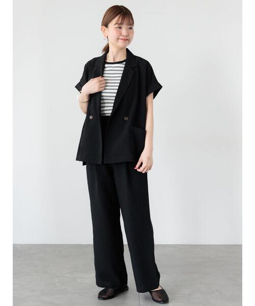 Lugnoncure(ルノンキュール)の「麻調フレンチスリーブジャケット《2025summer catalog item》(ノーカラージャケット・レディース・ベージュ/オレンジ/ブラック・F)」の8枚目の写真