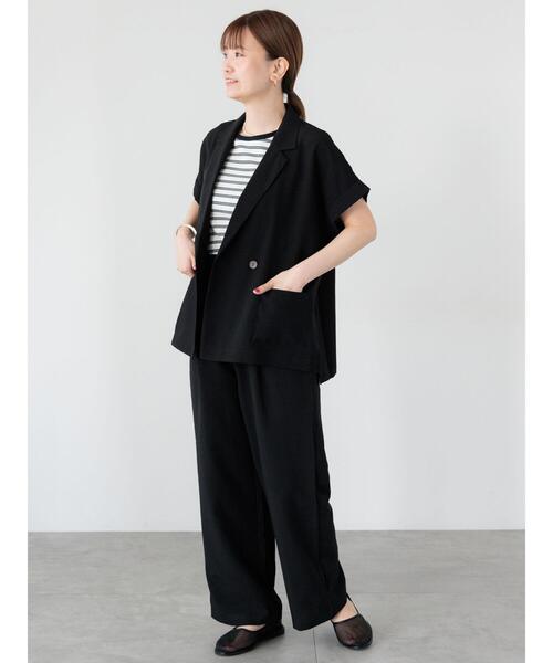 Lugnoncure(ルノンキュール)の「麻調フレンチスリーブジャケット《2025summer catalog item》(ノーカラージャケット・レディース・ベージュ/オレンジ/ブラック・F)」の9枚目の写真