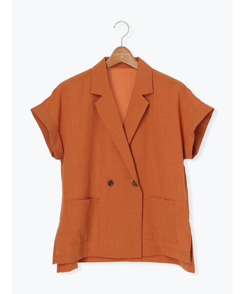 Lugnoncure(ルノンキュール)の「麻調フレンチスリーブジャケット《2025summer catalog item》(ノーカラージャケット・レディース・ベージュ/オレンジ/ブラック・F)」の13枚目の写真