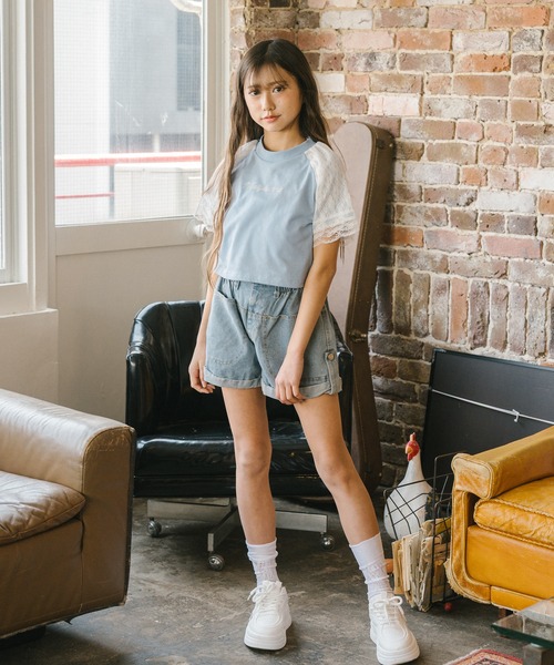 URBAN CHERRY（アーバンチェリー）の「ハイウエストロールアップデニムショートパンツ（デニムパンツ・キッズ・ブルー・S/M/XS）」の8枚目の写真