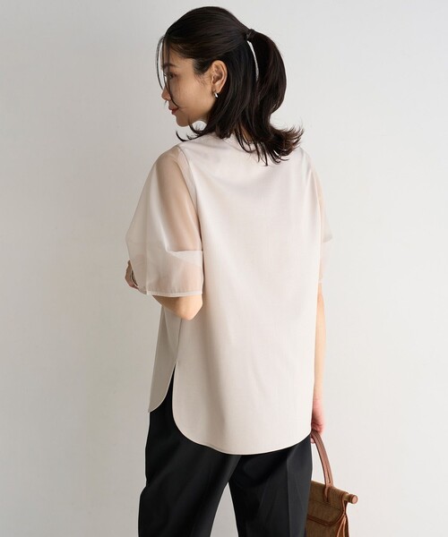 UNFILO(アンフィーロ)の「BEAUTY FORM-T シアースリーブT(Tシャツ/カットソー・レディース・ネイビー系/ベージュ系/ブラック系/グレー系・SMALL/MEDIUM/LARGE)」の6枚目の写真