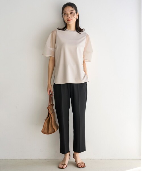 UNFILO(アンフィーロ)の「BEAUTY FORM-T シアースリーブT(Tシャツ/カットソー・レディース・ネイビー系/ベージュ系/ブラック系/グレー系・SMALL/MEDIUM/LARGE)」の8枚目の写真