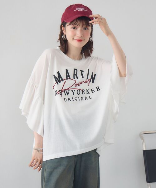 RETRO GIRL(レトロガール)の「袖フリル切替TEE(Tシャツ/カットソー・レディース・オフホワイト/イエロー/ライトグレー・FREE)」の6枚目の写真
