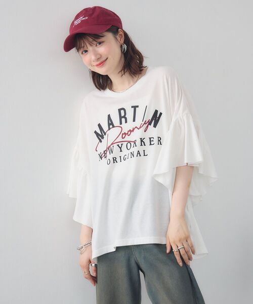 RETRO GIRL(レトロガール)の「袖フリル切替TEE(Tシャツ/カットソー・レディース・オフホワイト/イエロー/ライトグレー・FREE)」の7枚目の写真