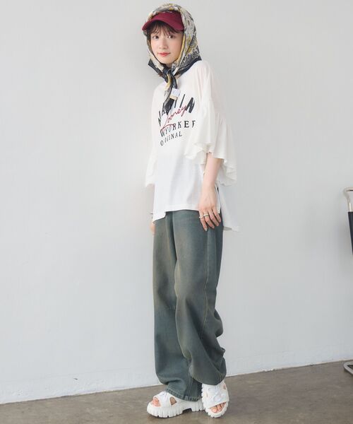 RETRO GIRL(レトロガール)の「袖フリル切替TEE(Tシャツ/カットソー・レディース・オフホワイト/イエロー/ライトグレー・FREE)」の12枚目の写真