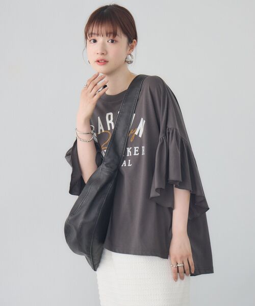 RETRO GIRL(レトロガール)の「袖フリル切替TEE(Tシャツ/カットソー・レディース・オフホワイト/イエロー/ライトグレー・FREE)」の14枚目の写真