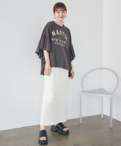 RETRO GIRL(レトロガール)の「袖フリル切替TEE(Tシャツ/カットソー・レディース・オフホワイト/イエロー/ライトグレー・FREE)」の17枚目の写真