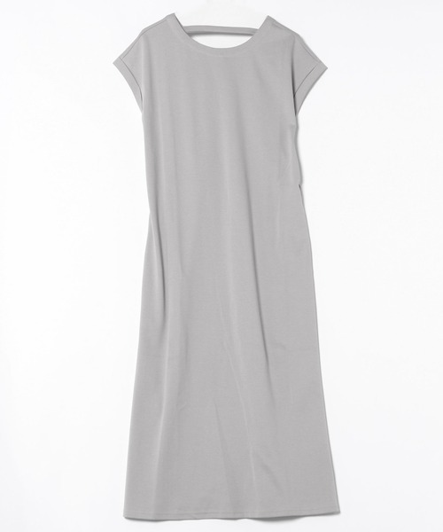 back ribbon side slit long dress