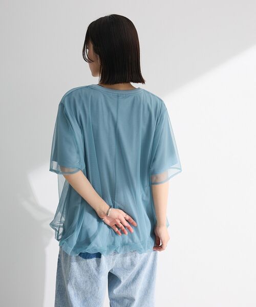 Green　Parks（グリーンパークス）の「チュールドッキングバルーン5分袖プルオーバー（Tシャツ/カットソー・レディース・ブラック/オフホワイト/ブルー/ライトグレー・FREE）」の10枚目の写真