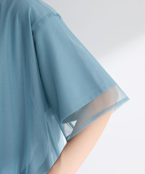 Green　Parks（グリーンパークス）の「チュールドッキングバルーン5分袖プルオーバー（Tシャツ/カットソー・レディース・ブラック/オフホワイト/ブルー/ライトグレー・FREE）」の12枚目の写真