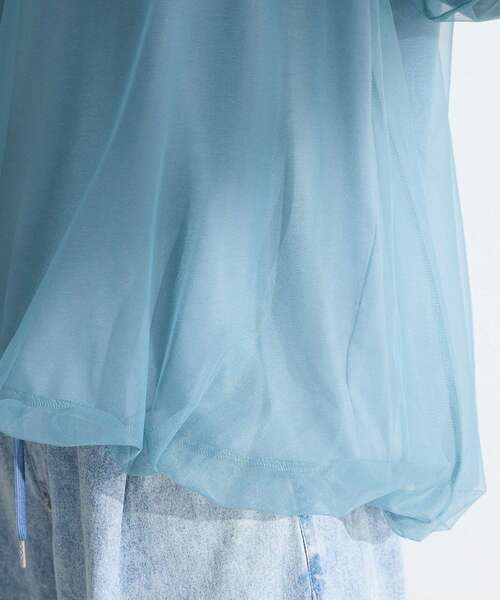 Green　Parks（グリーンパークス）の「チュールドッキングバルーン5分袖プルオーバー（Tシャツ/カットソー・レディース・ブラック/オフホワイト/ブルー/ライトグレー・FREE）」の13枚目の写真