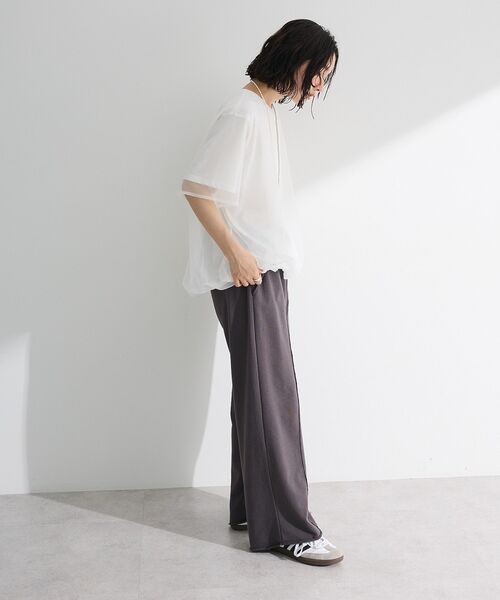 Green　Parks（グリーンパークス）の「チュールドッキングバルーン5分袖プルオーバー（Tシャツ/カットソー・レディース・ブラック/オフホワイト/ブルー/ライトグレー・FREE）」の15枚目の写真