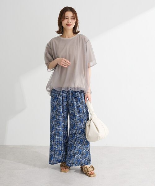 tシャツ チュールレイヤード5分袖カットソープルオーバー レディース UNITED ARROWS LTD. OUTLET｜チュール レイヤード 5分袖プル