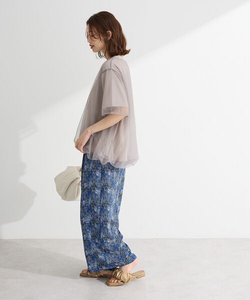 Green　Parks（グリーンパークス）の「チュールドッキングバルーン5分袖プルオーバー（Tシャツ/カットソー・レディース・ブラック/オフホワイト/ブルー/ライトグレー・FREE）」の20枚目の写真