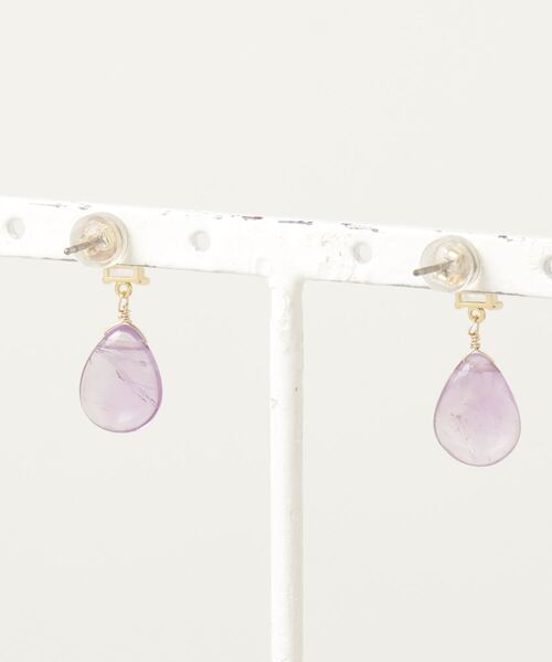 Zoule(ゾーラ)の「Zoule ゾーラ:Mon bijouxシリーズ meiny 天然石 ピアス(ピアス(両耳用)・レディース・イエロー/ピンク/パープル/ブルー・FREE)」の5枚目の写真