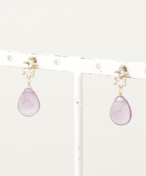 Zoule(ゾーラ)の「Zoule ゾーラ:Mon bijouxシリーズ meiny 天然石 ピアス(ピアス(両耳用)・レディース・イエロー/ピンク/パープル/ブルー・FREE)」の15枚目の写真