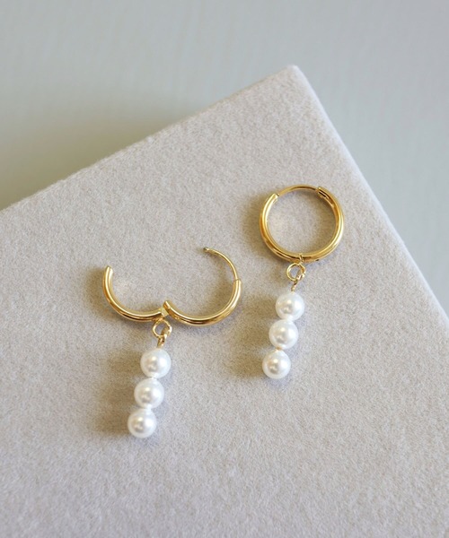CERCA（チェルカ）の「KAM.accessory/サージカルステンレス316L/金属アレルギー対応/3連パールピアス（ピアス（両耳用）・レディース・ゴールド系1/シルバー系2/ゴールド系2/シルバー系1・FREE）」の13枚目の写真