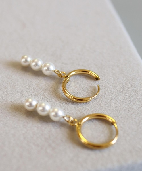 CERCA（チェルカ）の「KAM.accessory/サージカルステンレス316L/金属アレルギー対応/3連パールピアス（ピアス（両耳用）・レディース・ゴールド系1/シルバー系2/ゴールド系2/シルバー系1・FREE）」の14枚目の写真