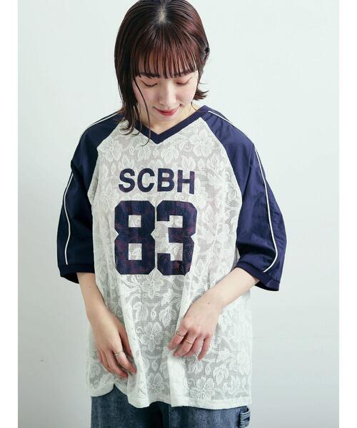 セール】レース切替ラグランスリーブカットソー（Tシャツ